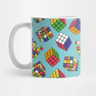 Rubik Cube Pattern On Blue Mug